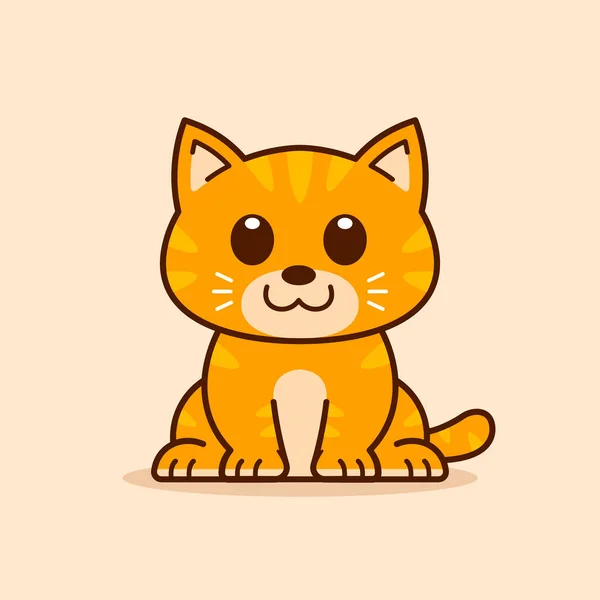 Cute Tabby Cat Siedzi Ilustracja — Wektor stockowy