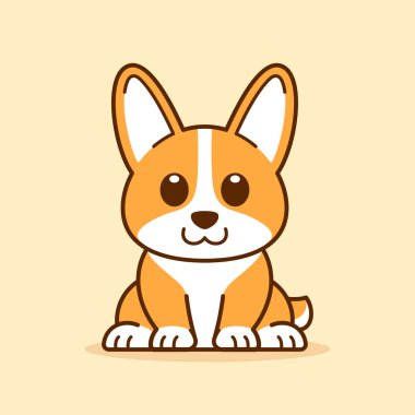 Şirin Corgi Oturan Çizimler