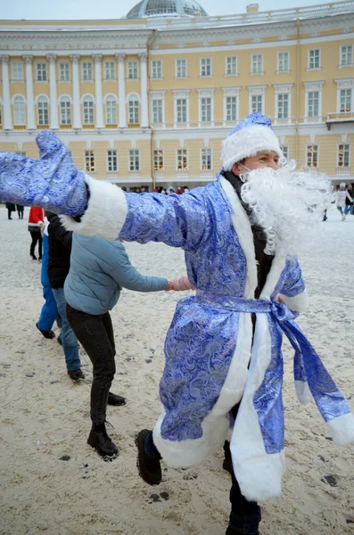Saint Pétersbourg Russie Janvier 2022 Fêtes Nouvel Palace Square Santa — Photo