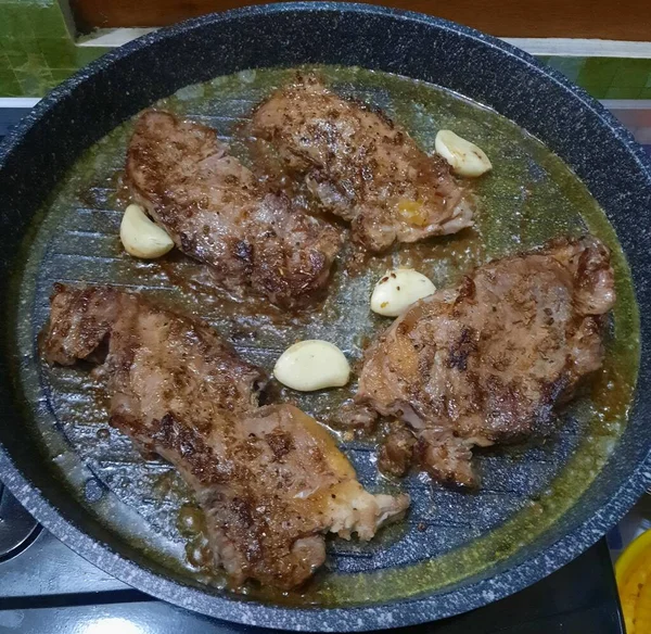 Homemade Sirloin Steak Dinner Home — Stock Fotó