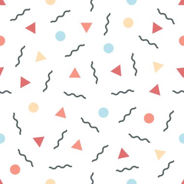 Farklı geometrik şekillere sahip vektör grafik soyut dikişsiz desen