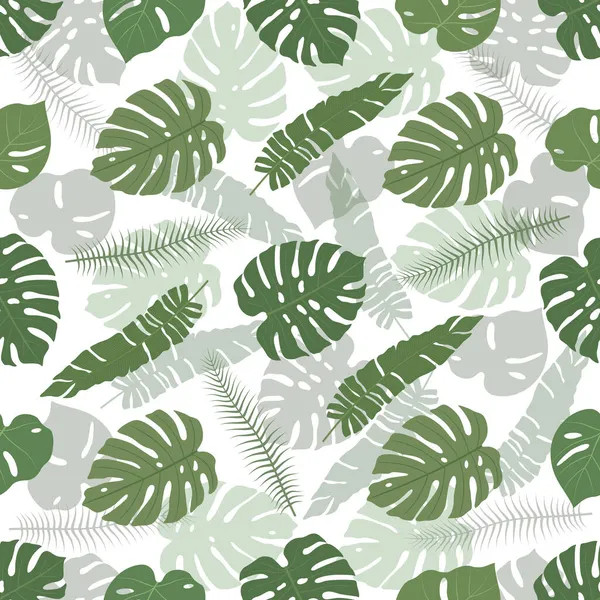 Motif Vectoriel Graphique Sans Couture Avec Des Feuilles Tropicales Sur — Image vectorielle