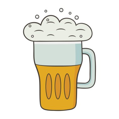 Beyaz arka planda bir bardak birayla vektör grafik çizimi