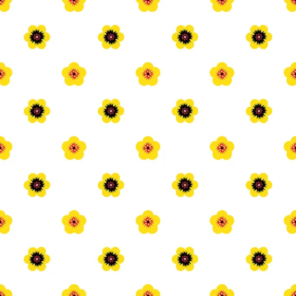 Beyaz Arka Planda Yumuşak Sarı Çiçekleri Olan Kusursuz Bir Yaz — Stok Vektör