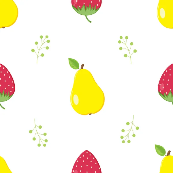 Nahtloses Vektorgrafik Muster Mit Verschiedenen Früchten Auf Weißem Hintergrund — Stockvektor
