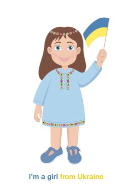 Ben Ukrayna vektör illüstrasyonundan bir kızım