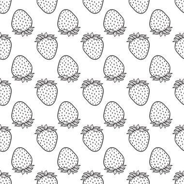 Beyaz arka planda çilekli, pürüzsüz yaz şablonu