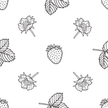 Meyve ve sebze koleksiyonu. Beyaz bir arka planda çilek, çiçek ve yapraklarla mükemmel bir yaz.