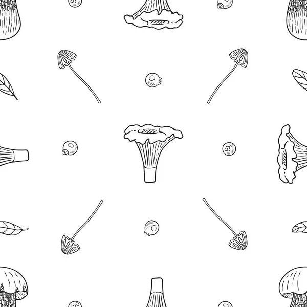 Vector Graphic Seamless Pattern Forest Autumn Mushrooms — Vector de stock