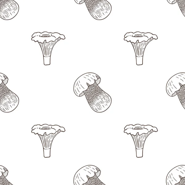 Vector Graphic Seamless Pattern Forest Autumn Mushrooms — Vector de stock