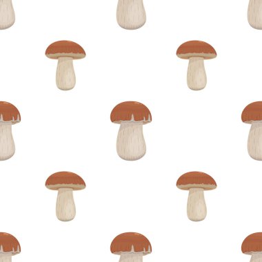 Vector graphic seamless pattern with forest mushrooms on a white backgrond
