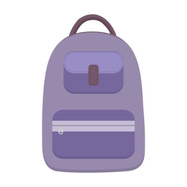 School object. Vector graphic illustration, icon with a purple school backpack