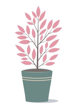 Vector graphic illustration with abstract fictional pink plant