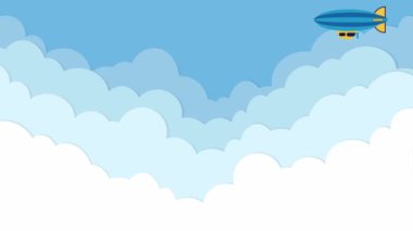 Cloud footage video with blue sky color and plane