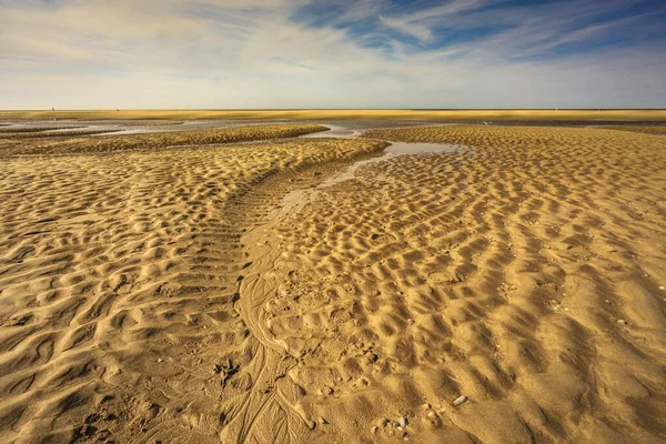 Overview of Texel beach with cloudy sky