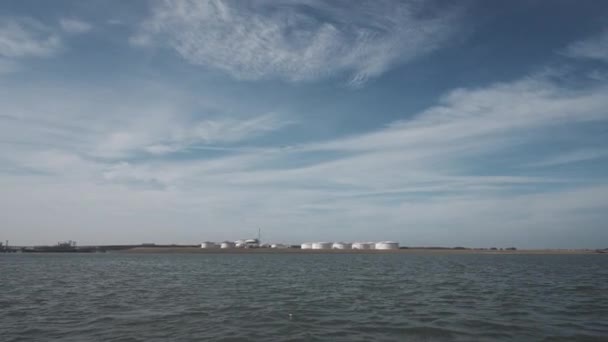 Chemical Manufacturing Plant Next Canal Economic Harbour Zone Netherlands West — Vídeo de Stock