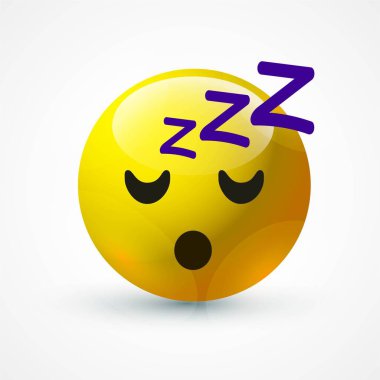 vector round yellow cartoon bubble Sleep Snoring Zzz Sleeping emoticons comment social media Facebook Instagram Whatsapp chat comment reactions, icon template face emoji character message