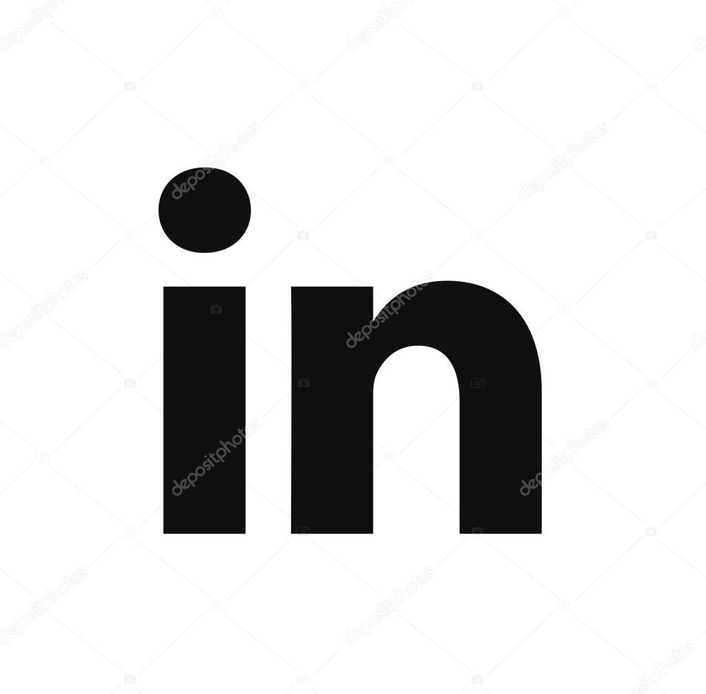 Square black colour white background LinkedIn design logo sign symbol vector in American business and employment oriented online service operates via websites and mobile apps