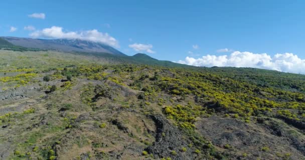 Flygfoto över Siciliens berg. Drone antenn av torra land nära Etna vulkan. — Stockvideo