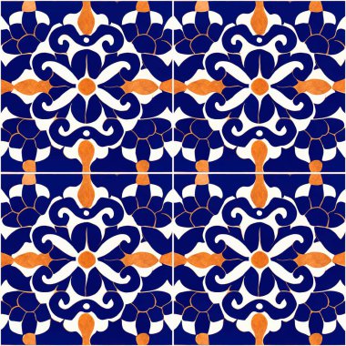 Beautiful seamless ceramic tile pattern. Hand draw paiting