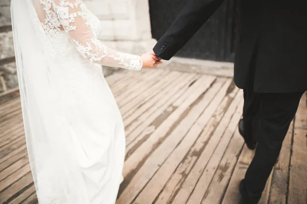 Wedding Couple Bride Groom Holding Hands — Stock Photo, Image
