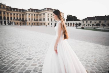 Zarif beyaz elbiseler içinde güzel bir gelin