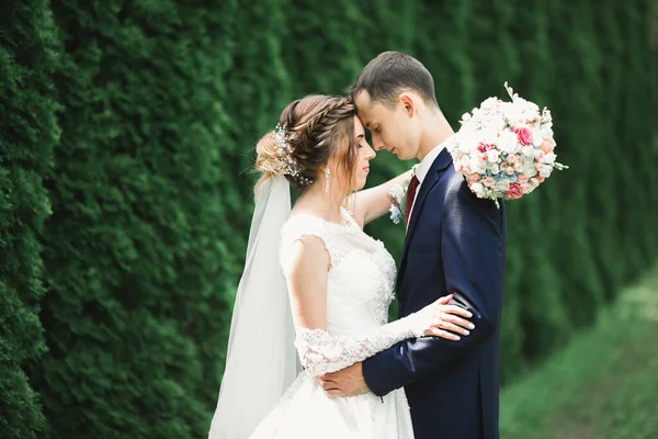 Lindo Casal Feliz Perto Outro Olhando Nos Olhos — Fotografia de Stock