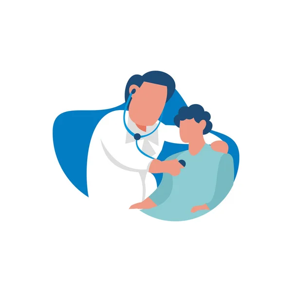 Illustration Vector Graphic Male Doctor Examining His Patient Using Stethoscope — Image vectorielle