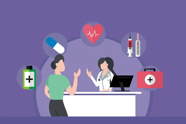 Illustration Vector Graphic Female Doctor Giving Directions Patient Showing Medical — 스톡 벡터