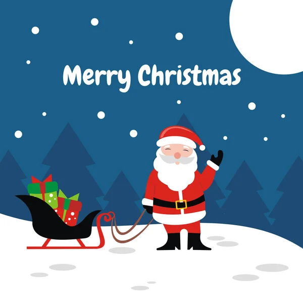 Illustration Vector Graphic Santa Claus Carrying Train Filled Christmas Gifts — Vettoriale Stock