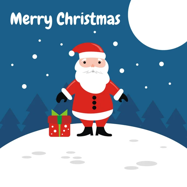 Illustration Vector Graphic Santa Claus Bringing Gifts Night Snow Perfect – stockvektor