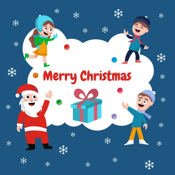 Illustration Vector Graphic Santa Claus Children Celebrating Christmas Displaying Christmas — Stock Vector