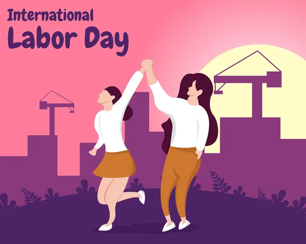 Illustration Vector Graphic Couple Hand Hand Perfect Industrial Labor Day — Stock Vector