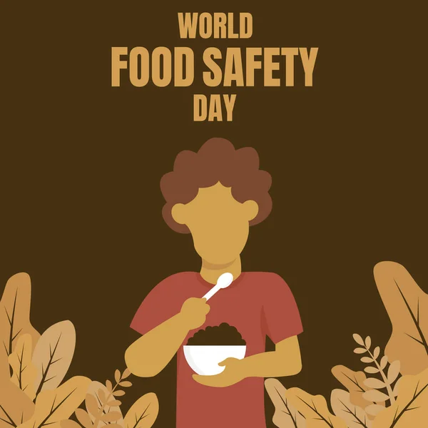 Illustration Vector Graphic Man Eating Using Bowl Perfect World Food — Image vectorielle