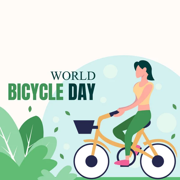 Illustration Vector Graphic Woman Riding Bicycle Leisurely Park Perfect World — Archivo Imágenes Vectoriales