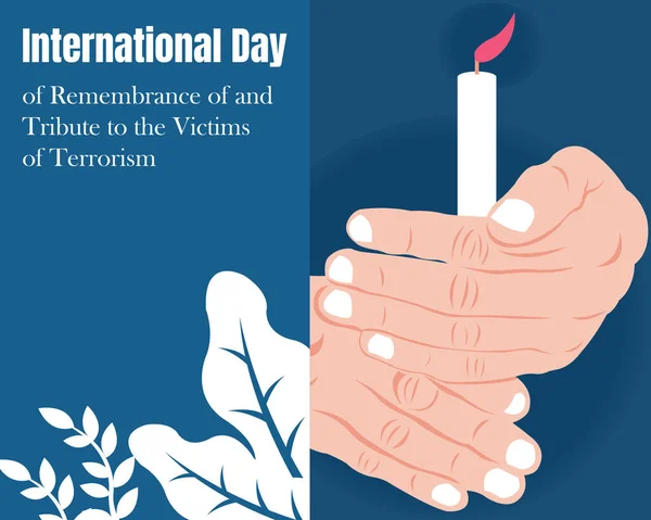 キャンドルの炎を持った手のペアのイラストベクトルグラフィック 国際デーに最適 テロの犠牲者 お祝い グリーティングカード — ストックベクタ