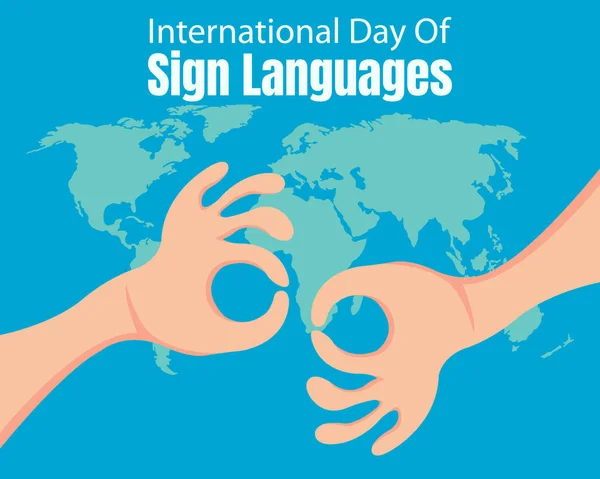 Illustration Vector Graphic Pair Hands Demonstrating Sign Language Showing World — Stock Vector
