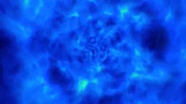 Abstract Flight Into Blue Wormhole Tunnel At Rapid Speed