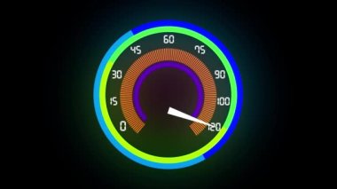 Colorful Abstract Speedometer High Speed Animation On A Black Background.
