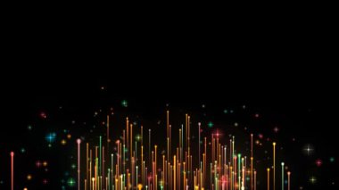 Abstract Red Green Orange Pink Yellow Glitter Texture Lines Flying Up Animation on A black Background