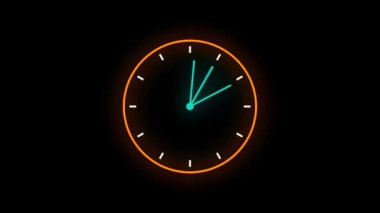 Abstract Orange Blue Clock With Moving Arrows Counting Down 1 Hour on A Black Background