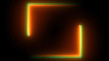 Abstract Animated Colorful Orange Green Rectangle Energy on a Black Background