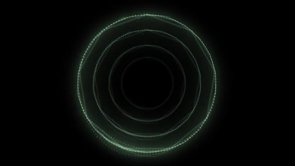 Abstract Green Audio Spectrum Simulation Ring Equalizer Black Background — Wideo stockowe