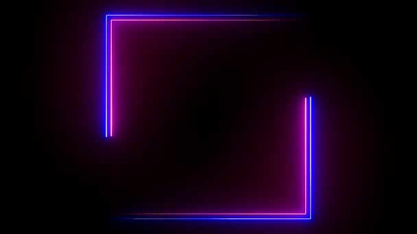 Abstract Animated Colorful Blue Red Rectangle Energy Black Background — Vídeo de Stock
