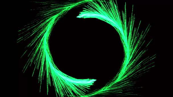 Abstract Glowing Magic Green Particle Circle Trail Animation Black Background — Video