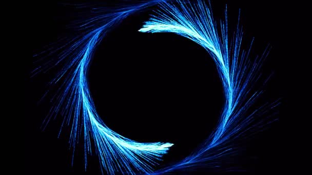 Abstract Glowing Magic Blue Particle Circle Trail Animation Black Background — Stockvideo