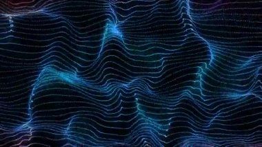 Abstract Glowing Green Blue Genesis Wave Animation on A Black Background