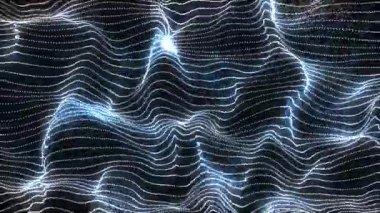 Abstract Glowing White Blue Genesis Wave Animation on A Black Background