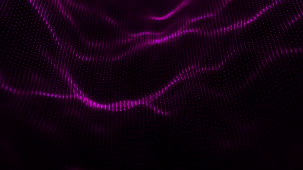 Abstract Shiny Pink Purple Digital Helix Wave Particles Dark Background — Stock video