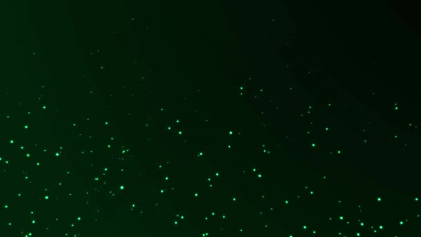 Abstract Beautiful Green Holiday Particle Sparks Dark Background — 图库视频影像